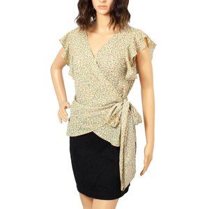 Max Studio Yellow Ruffle Wrap Blouse, Size M